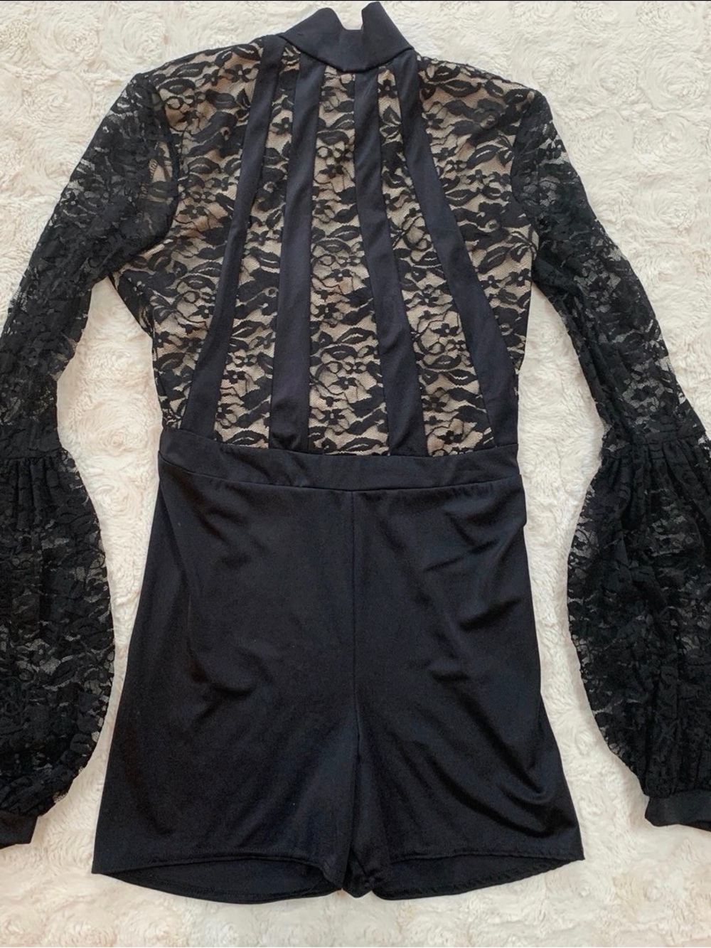 Black Lace-Inset Women’s Dress Dance Romper Large
